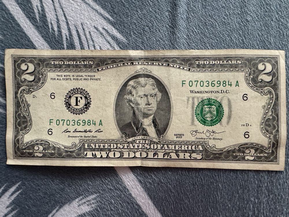 Bancnota 2 dolari colectie