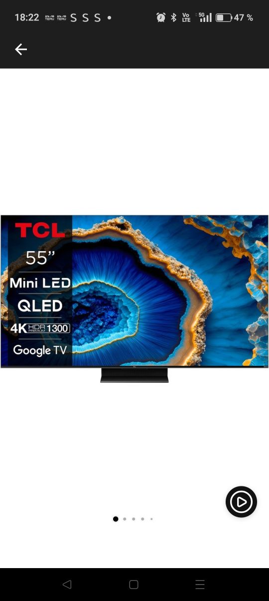 Vând Televizor TCL MiniLed QLED 139 cm.