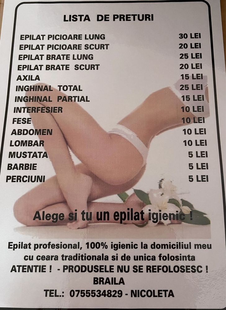 Epilat cu ceara traditionala si de unica folosinta!