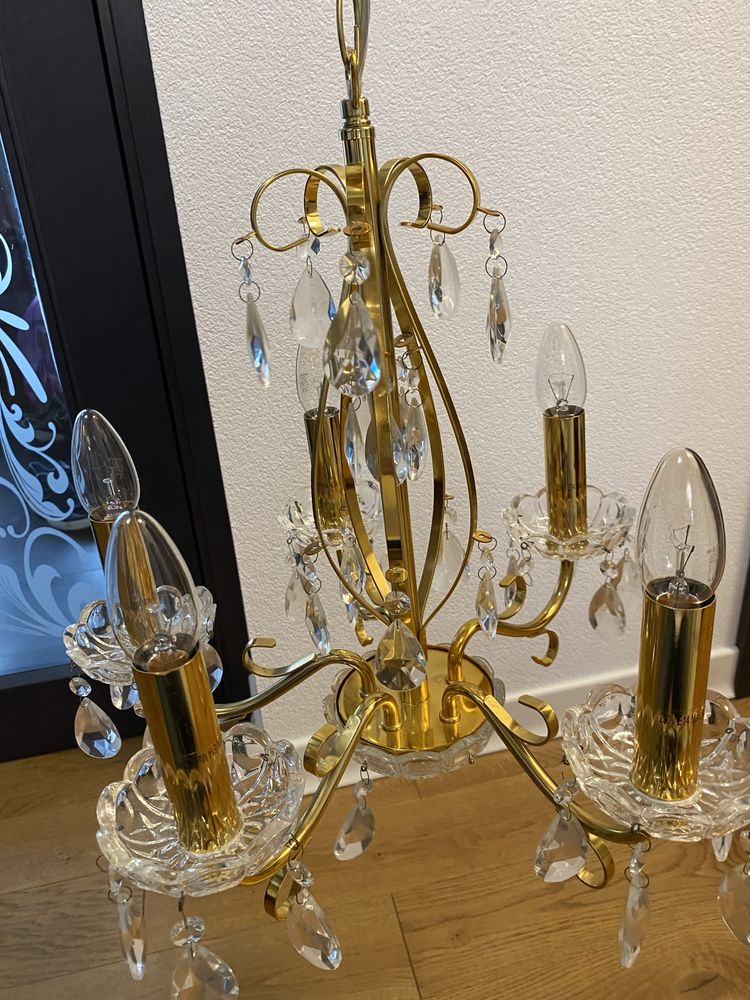 Candelabru designer,  Paul Neuhaus Germania,auriu cu cristale