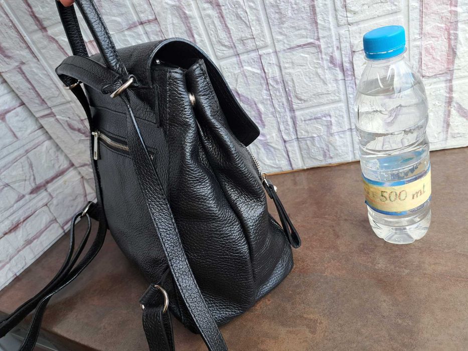 дамска раница,черна кожена,чанта-естествена кожа
