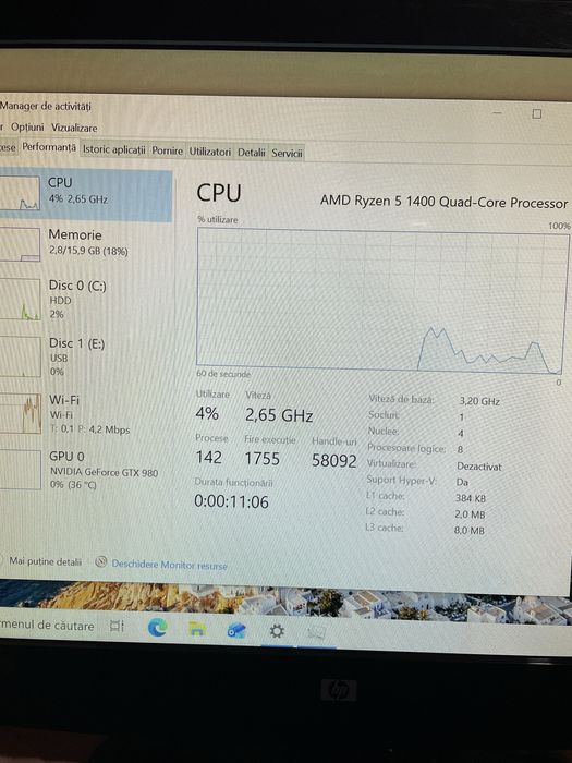 Pc Gaming Acer, Ryzen 5, 16gb ram, 1 tera, GTX 980, wifi