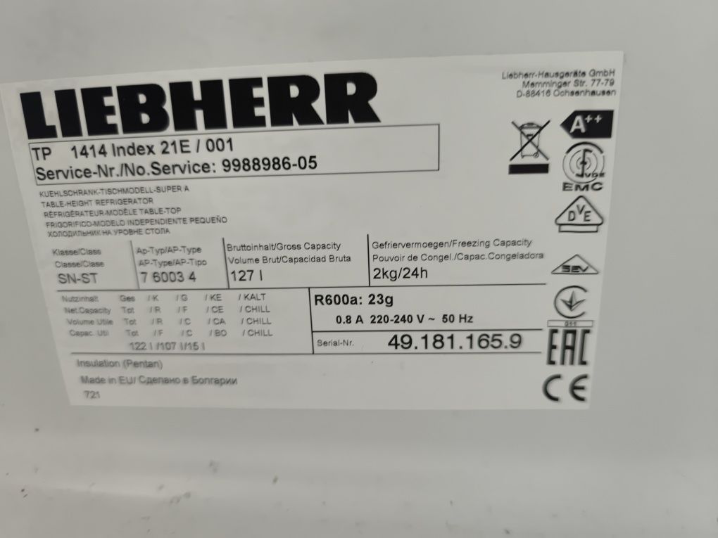 Хладилник Liebherr TP 1414 - 127 литра. А++