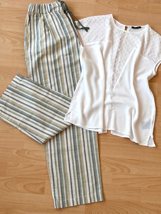 Страхотен сет от раиран панталон Zara & ефирна блуза Stella Nova