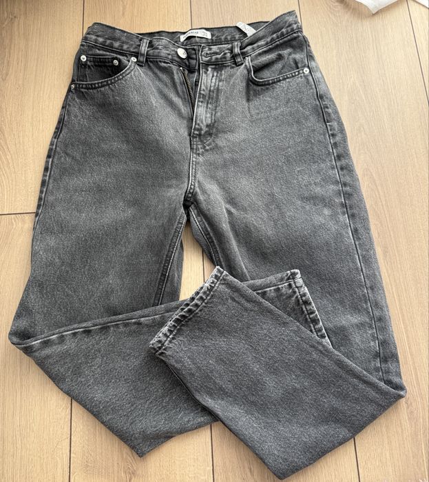 Blugi Mom culoare gri Pull&Bear