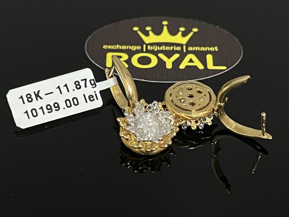 Bijuteria Royal CB : Cercei aur 18K 11,87 grame 14 diamante naturale