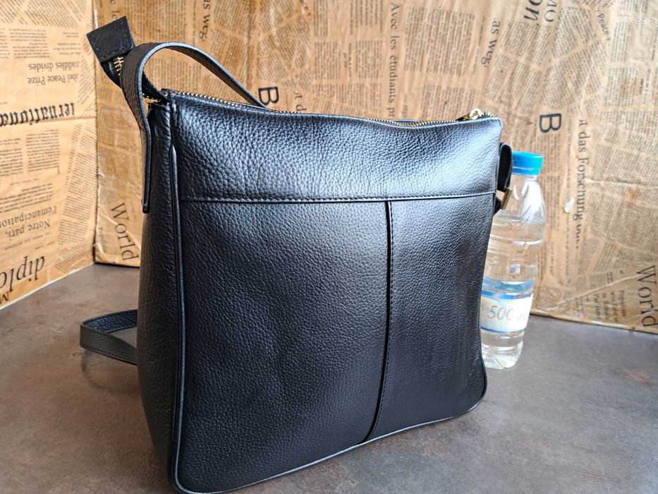 дамска чанта,черна кожена торба-естествена кожа,нова,малка