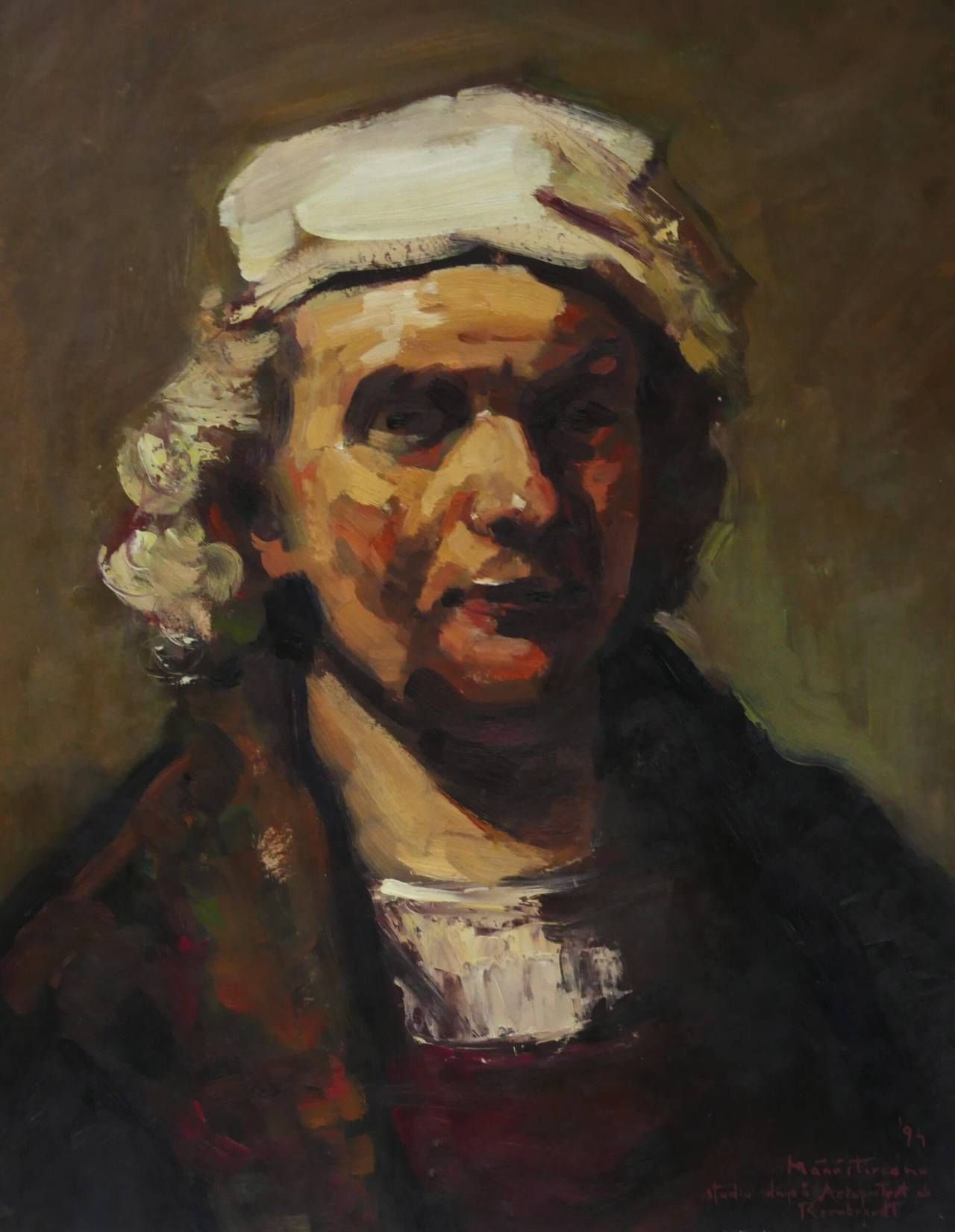 Manuell Mânăstireanu "Studiu după autoportret de Rembrandt"