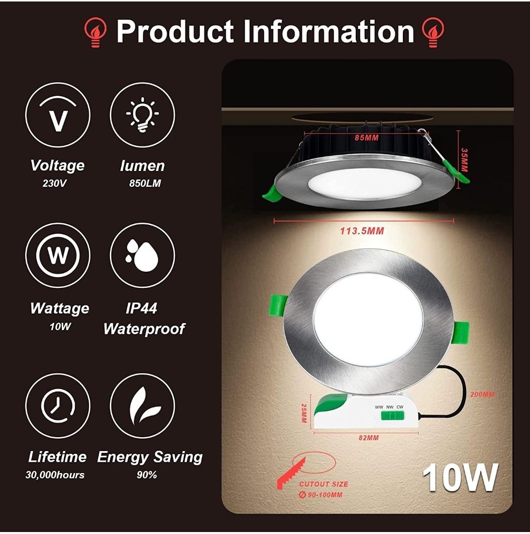 LED  луни Alusso, 10W 6 броя димируема хром ф113 мм