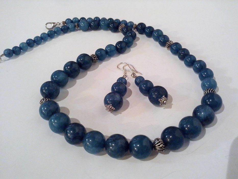 set argint si pietre naturale,apatit albastru,clasic,elegant