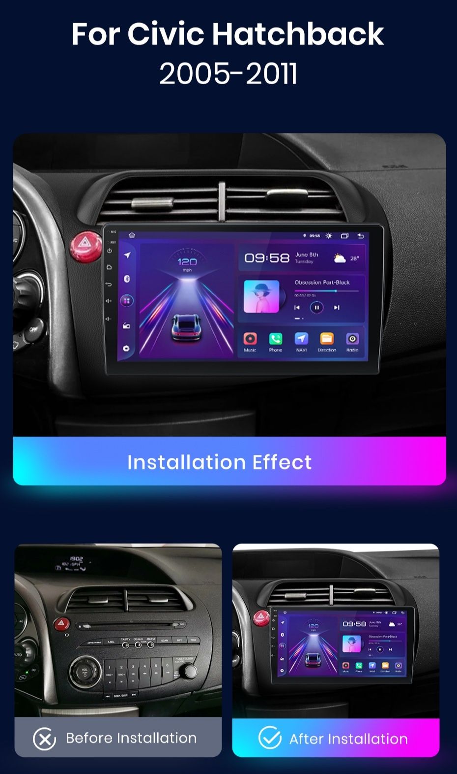Navigatie Android dedicata HONDA Civic Hatchback (2005-2011)