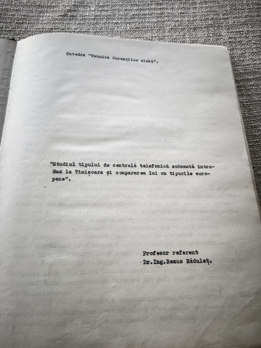 Proiect de diploma din 1945 la Politehnica Timisoara