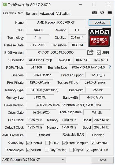 Placa video XFX RX 5700 XT THICC III Ultra - Stare foarte buna
