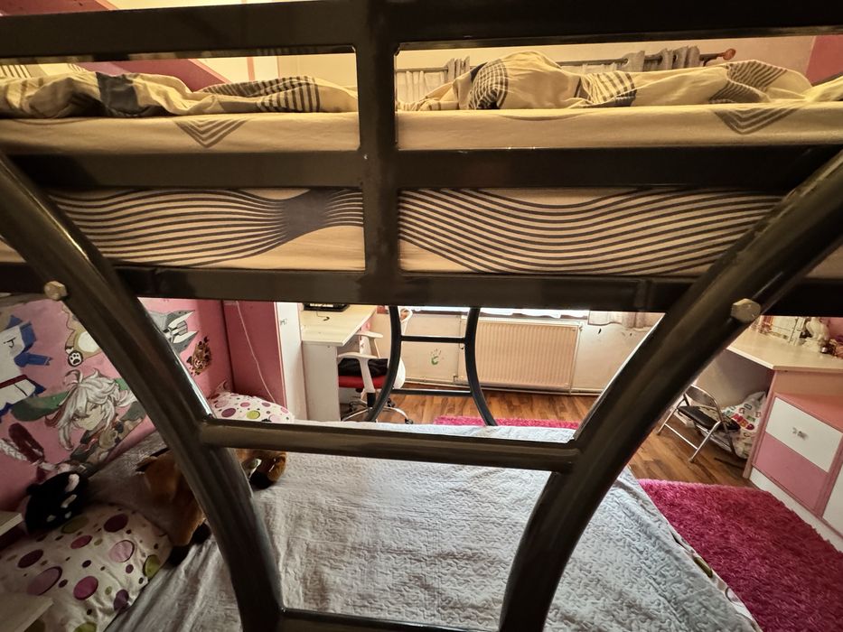 Pat supraetajat, structura metalica cu saltele Dormeo