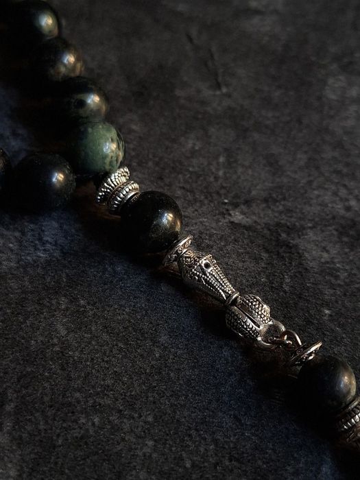 Премиальные чётки(тасбих)  ручной работы из змеевика — 33 бусины