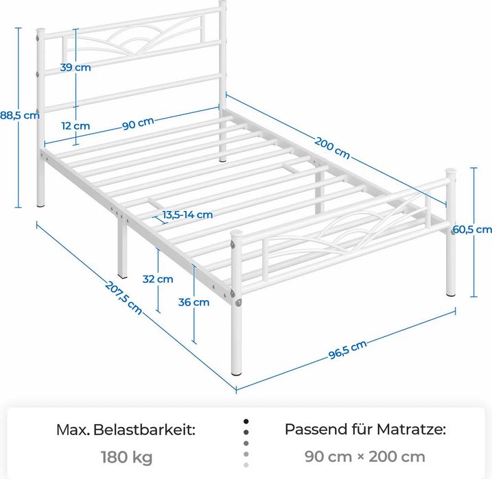 Pat metalic single modern si rezistent |S 615079 White (90x200cm)