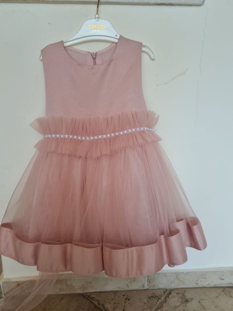 Детска розова официална рокля - 2г