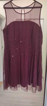 Официална рокля цвят бордо- голям размер