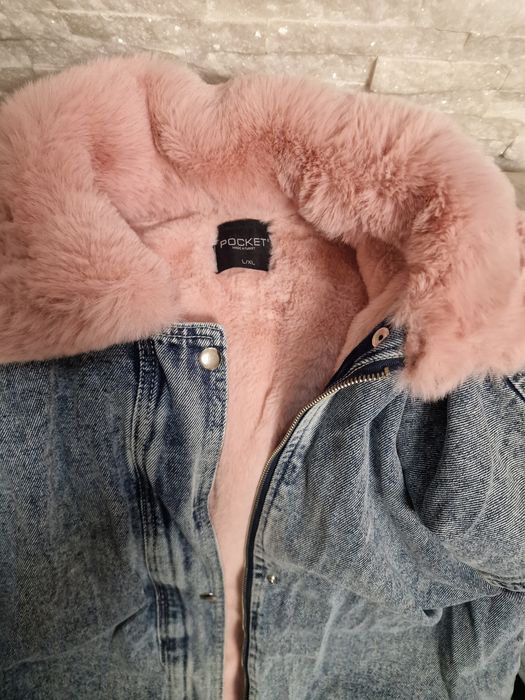 Geaca Parka cu blana roz L- XL