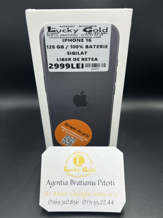 Iphone 16 128GB 100% Baterie SIGILAT Liber de retea cod prod 22472