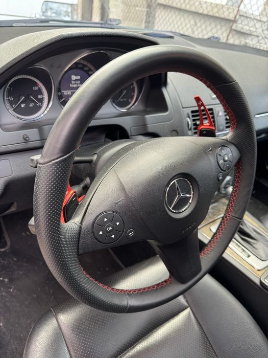 Волан естествена кожа с червен шев w204 w212 Mercedes Мерцедес