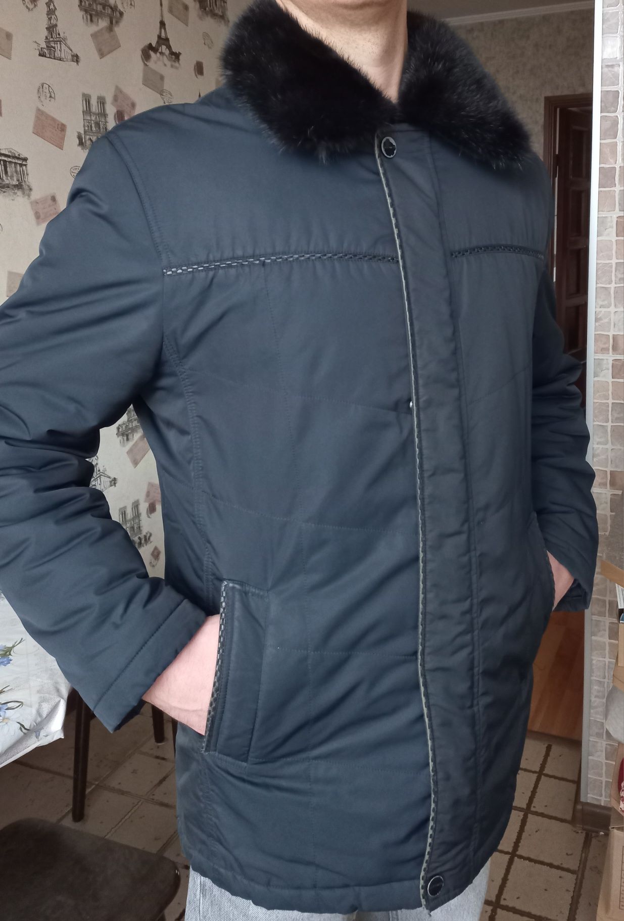 Куртка зимняя мужская с мехом норки