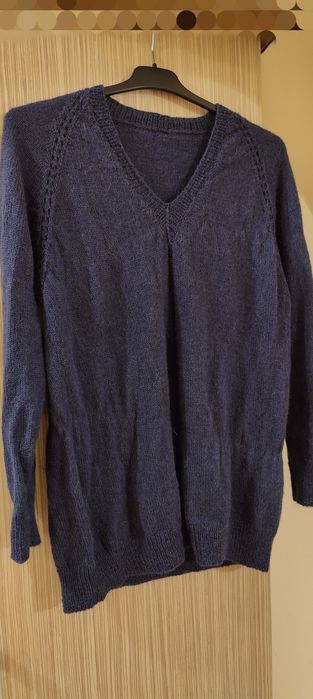 Pulover lana alpaca 100% lucrat manual stare foarte bună L-XL