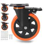 Set 4 roti pivotante 15 cm, 1360 kg, frana dubla, heavy-duty