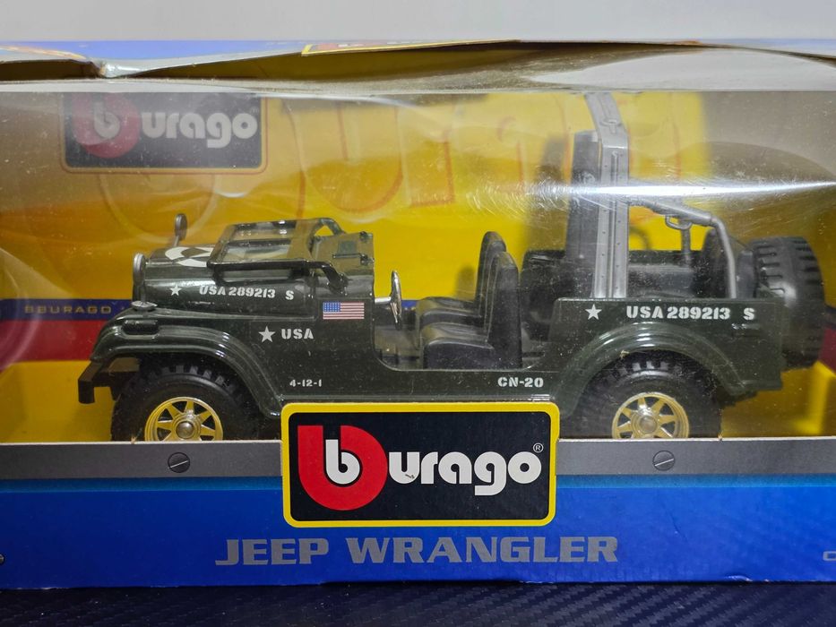 Macheta Auto 1/24 Burago Jeep Wrangler USA Army