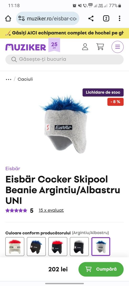 Căciulă copii pentru ski, zăpadă, Eisbär din Lână Merino