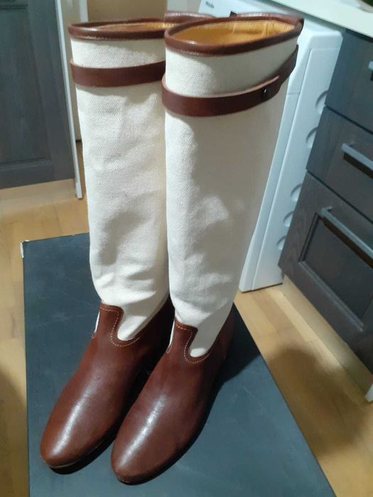 Cizme de dama din piele si material textil pentru primavara/toamna