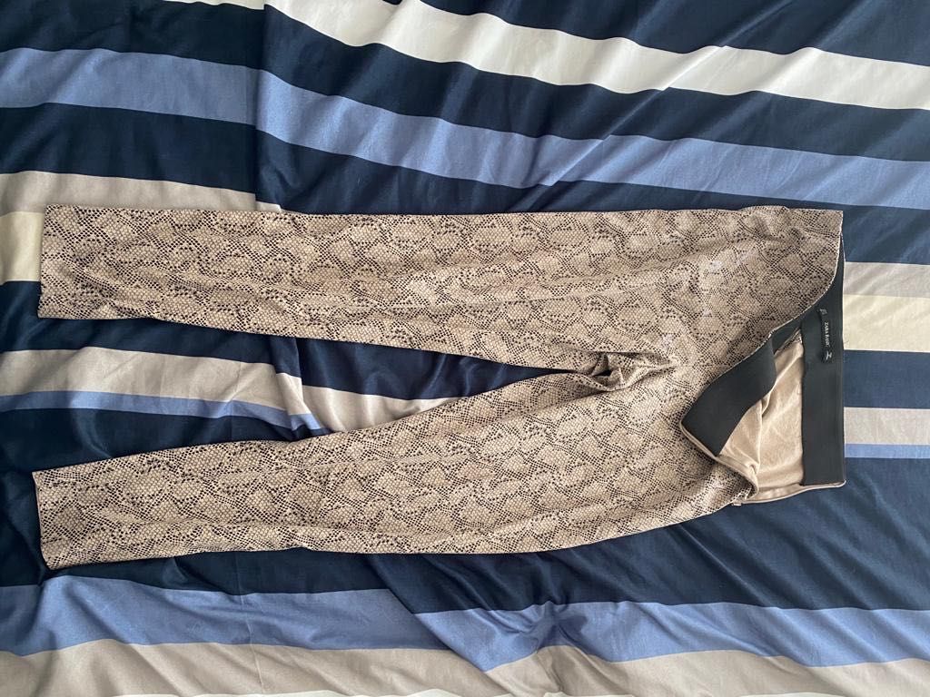 Pantaloni snake Zara culoare bej/maro