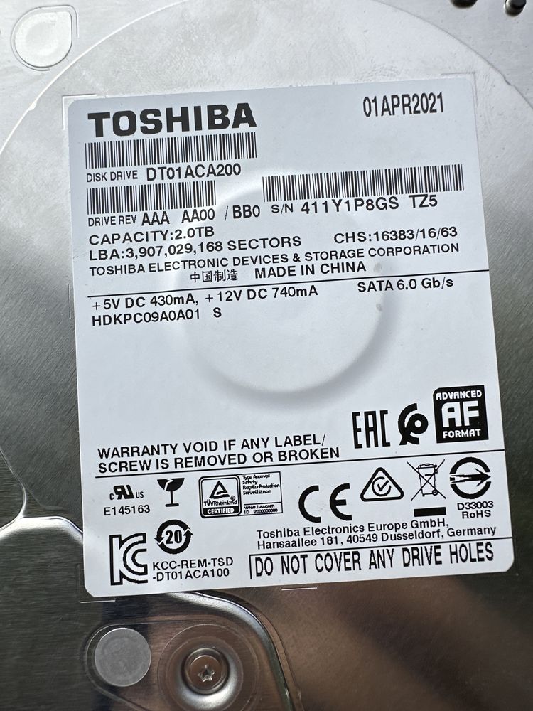 Жесткий диск, 2тб Toshiba