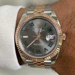 rolex datejust 41mm wimbledon rose
