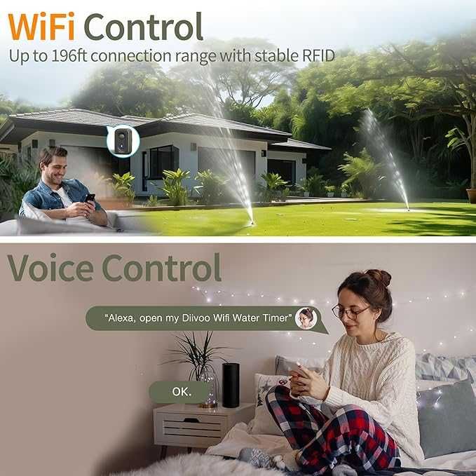 Diivoo WiFi таймер за поливане с 4 изхода
