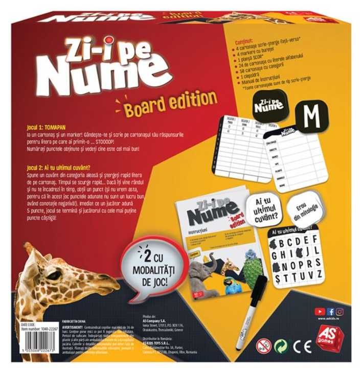 Joc de Societate ”Zi-mi pe Nume” – AS