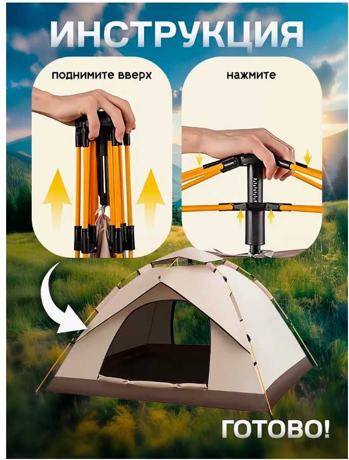 Палатка автомат 4 мест. Размер-210х210х150 см. Доставка бесплатно