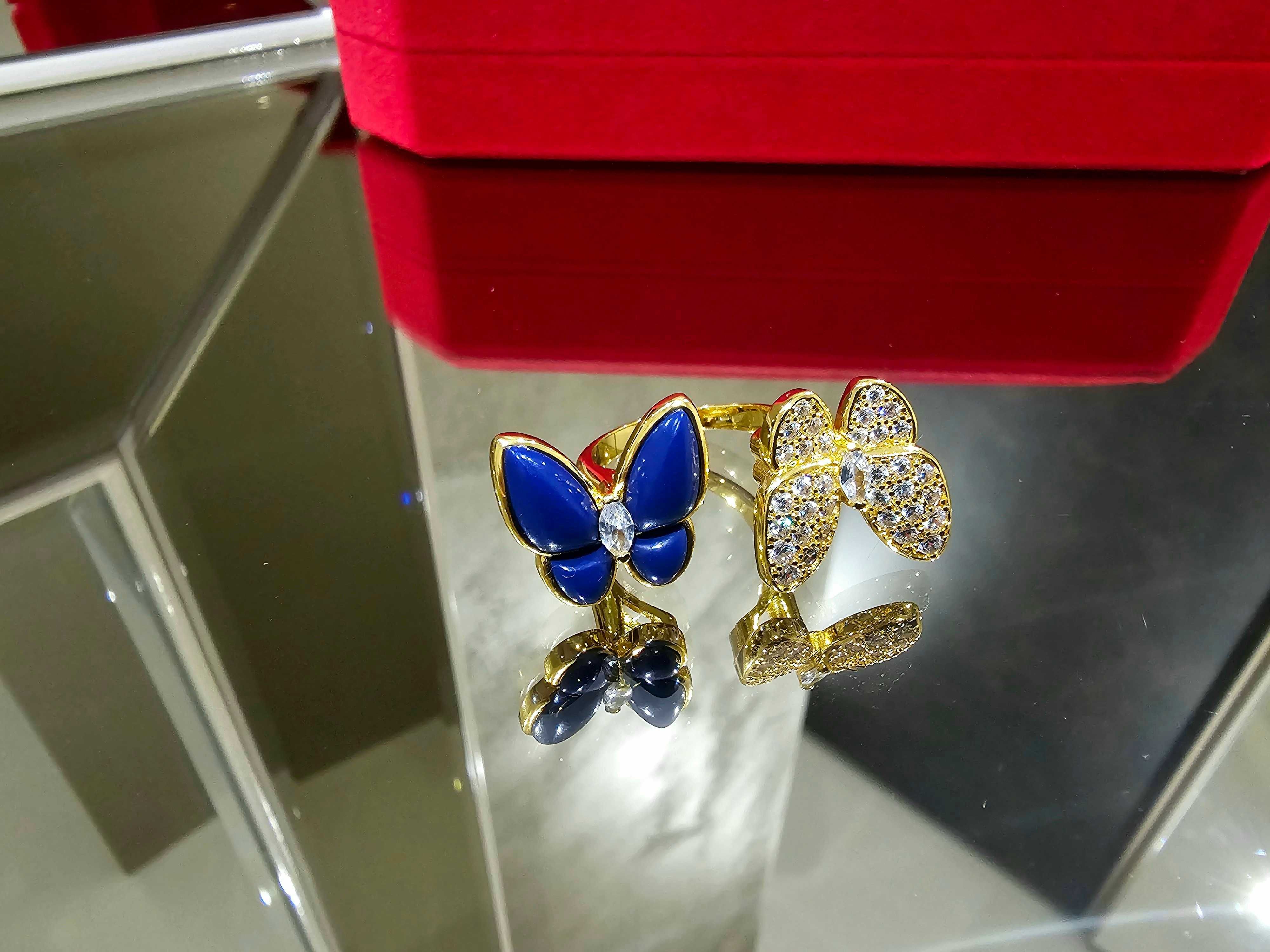 Van Cleef & Arpels VCA Gold Diamond Blue Two Butterfly Дамски Пръстен