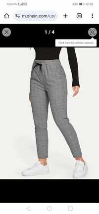 Дамски панталон сиво каре SHEIN L размер