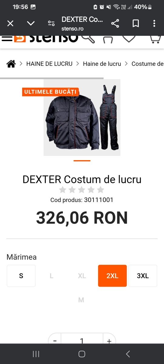Set Salopeta Dexter+2 centuri pentru spate noi