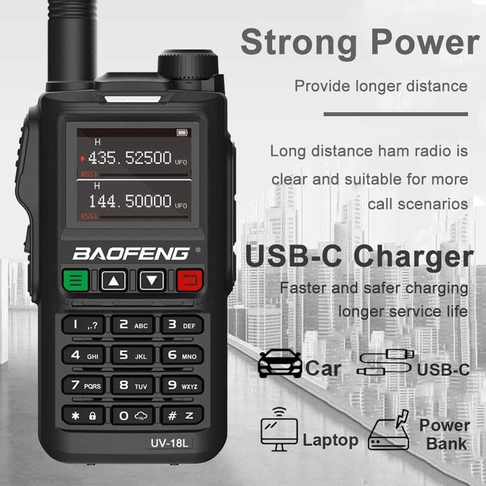 %Нова Baofeng UV-18Ultra 28w 13500mah Трибандова радиостанция до 50km%