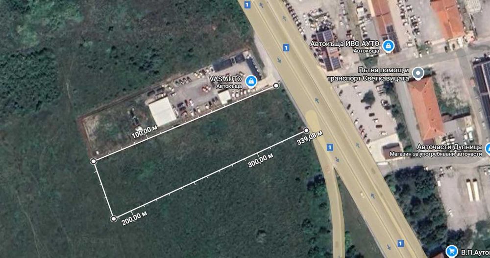 Продава се парцел на главен път при входа на гр. Дупница