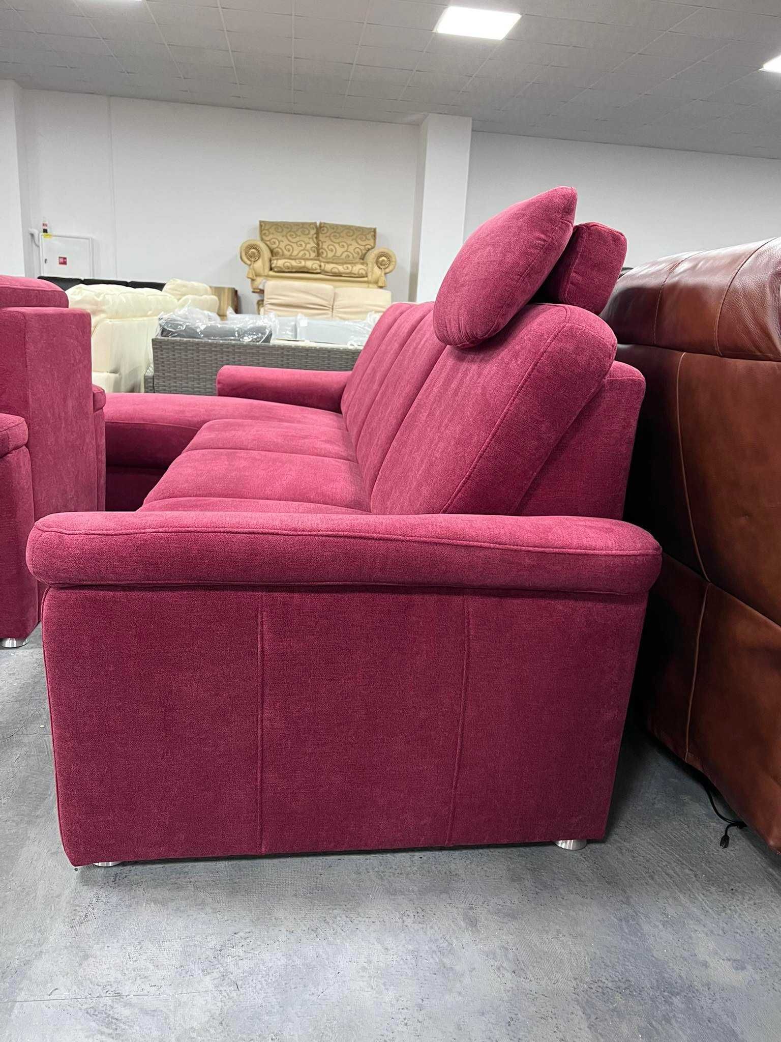 Червен диван от плат с лежанка ф-я сън,фотьойл, табуретка "ZE-EM09003"