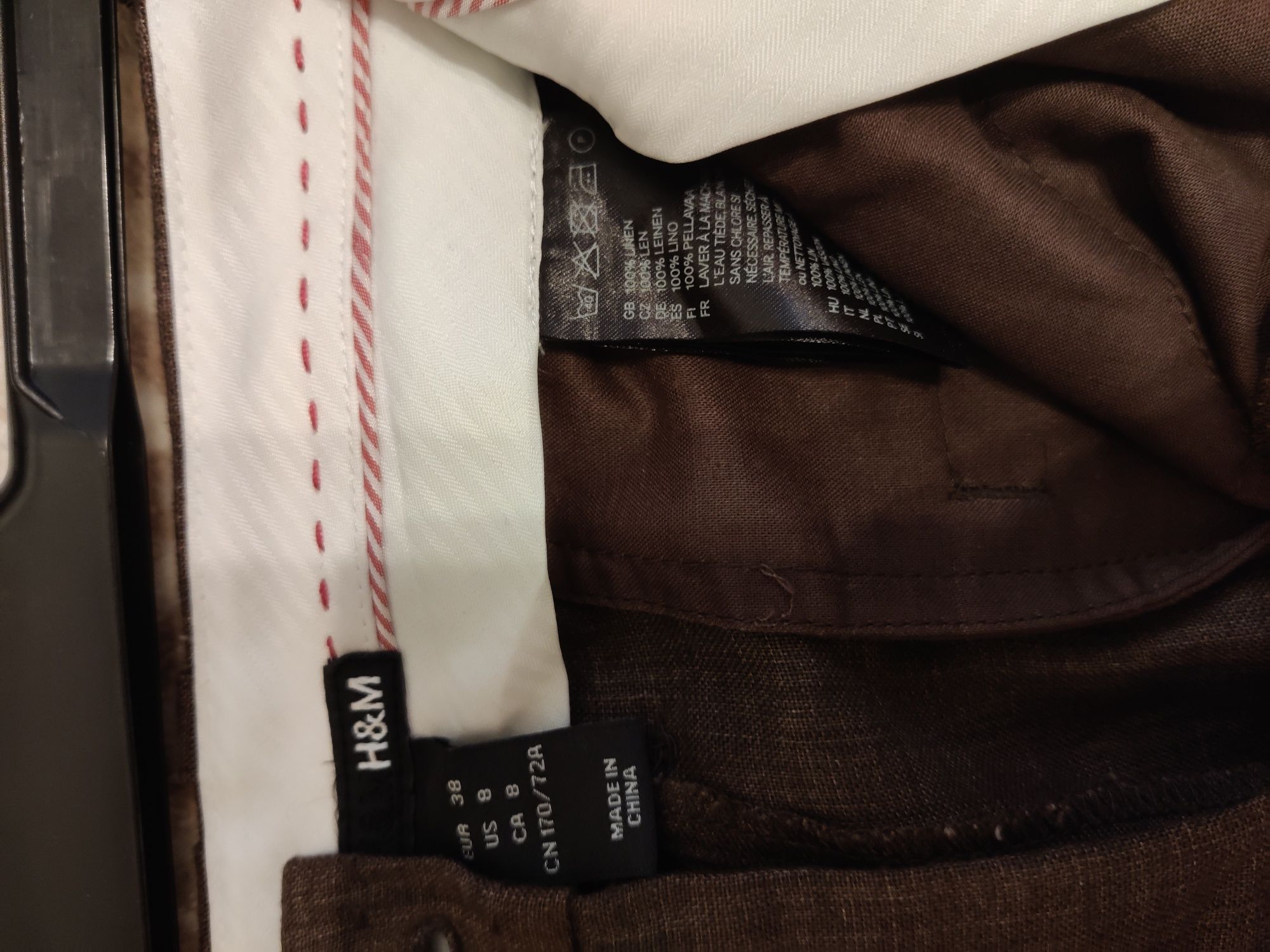 H&M pantaloni 100% din IN culoare maro stare foarte bună măr. 38