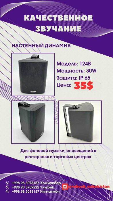 Колонки для фоновой музыки с высокими частотами (ЧЕРНЫЙ)