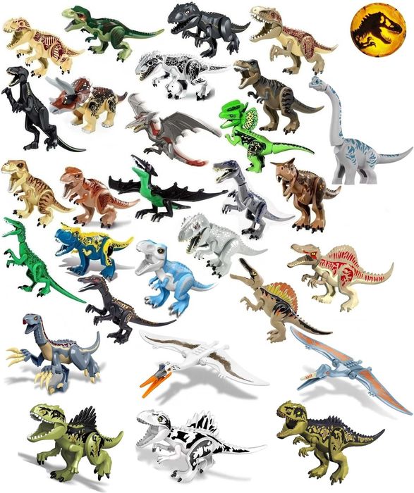 Dinozauri tip Lego de 30cm: Carnotaurus, Triceratops, Dilophosaurus