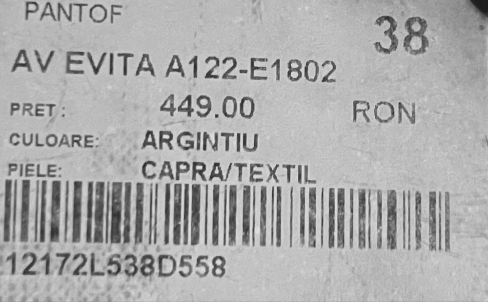 balerini argintii Musette din piele naturală, mărimea 38