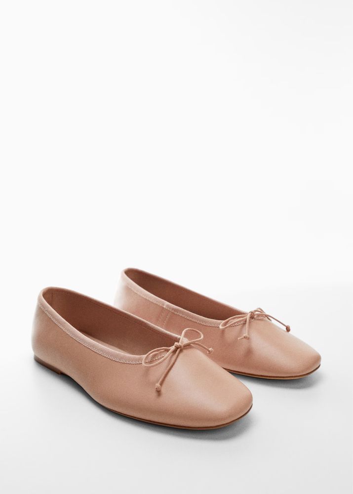 Кожени балерини Mango, цвят пудра, нови, 37-38 номер