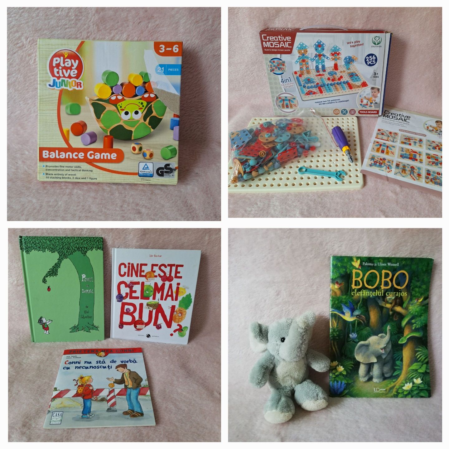 Carti copii 3-7 ani, Conni, joc lemn echilibru, mozaic, Montessori