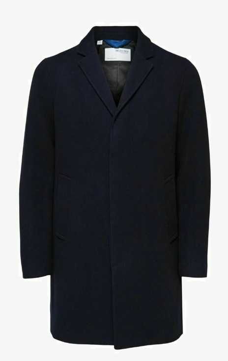 Palton slim 48 M premium Selected Homme NOU lana albastru